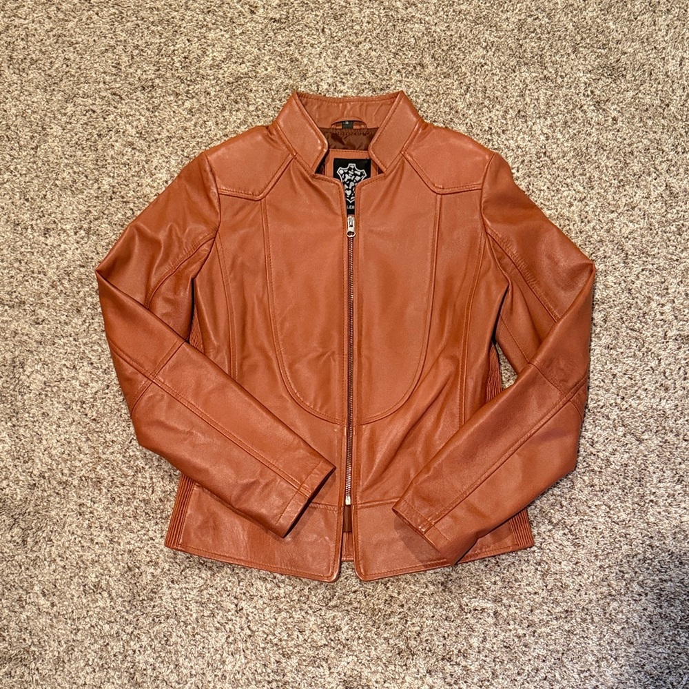 Fitted Leather Moto Jacket - image 1